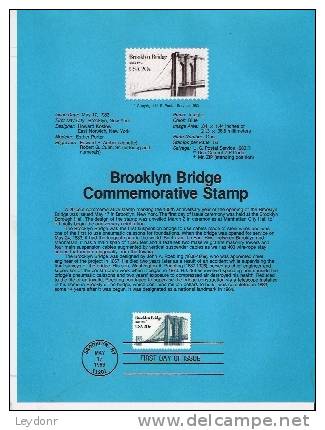 Brooklyn Bridge - First Day Souvenier Page - 1981-1990