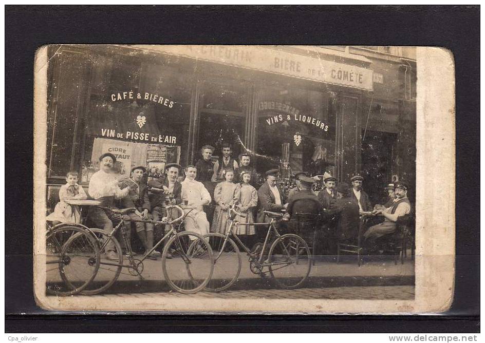 75 PARIS XII Carte Photo, Café Cheurin, 137 Rue De Charenton, Terrasse, Bien Animée, Vin De Pisse En L'Air, Cycles, 190? - Distretto: 12