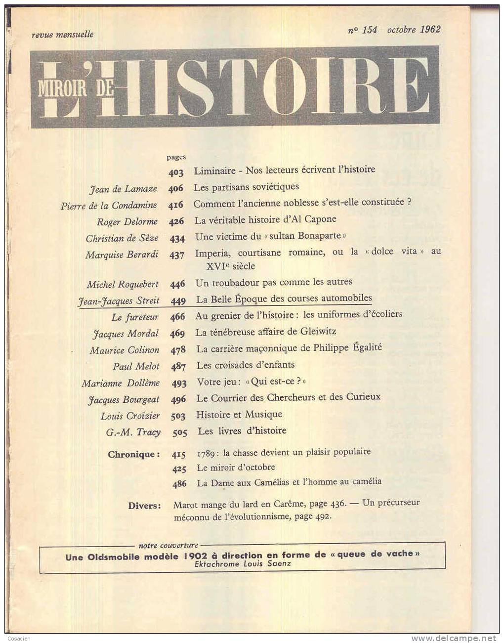 Miroir De L´histoire 154;automobile,Bonaparte,Al Capone,noblesse,Philippe Egalité,Gleiwitz - Histoire