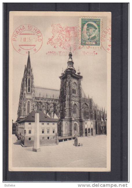 Tchècoslovaquie - Carte Postale De 1935 - Oblitération Rouge - Covers & Documents
