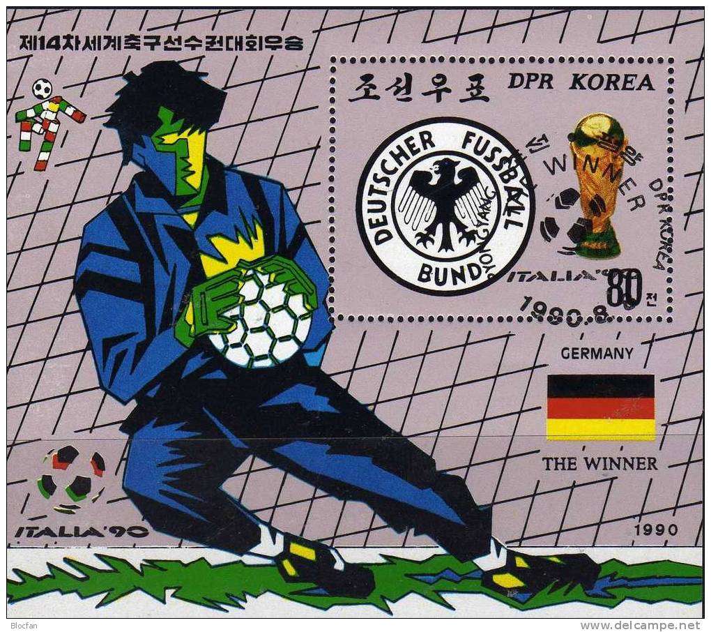 Fussball WM In Italien 1990 Korea 3120/6+ Block 256 O 7€ Sieg Von Deutschland - Vrac (max 999 Timbres)