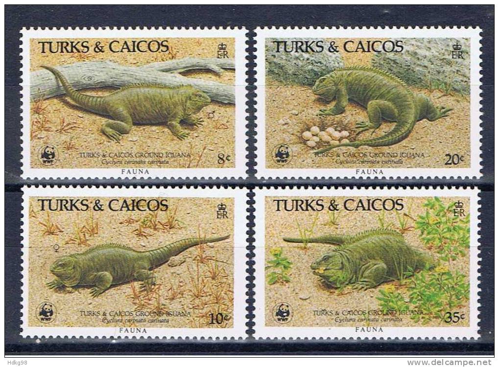 TC+ Turks Caicos 1986 Mi 777-80 Mnh Leguan - Turks E Caicos