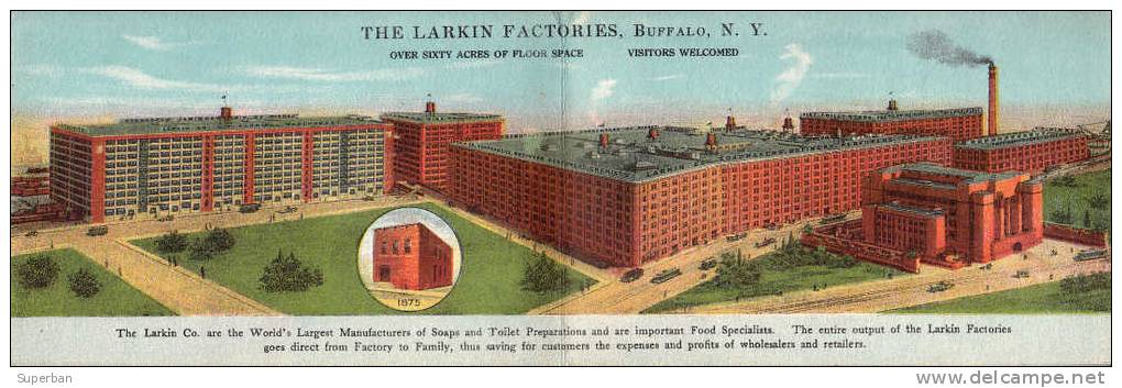 BUFFALO : THE LARKIN FACTORIES - SOAP / TOILET PREPARATIONS / FOOD - CARTE DOUBLE VOYAGÉE En 1913 (e-292) - Buffalo