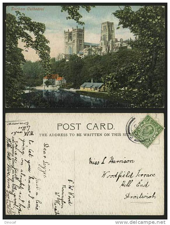 England, Durham 1912 Old Hand Tinted Postcard - DURHAM CATHEDRAL, England, United Kingdom - Other & Unclassified