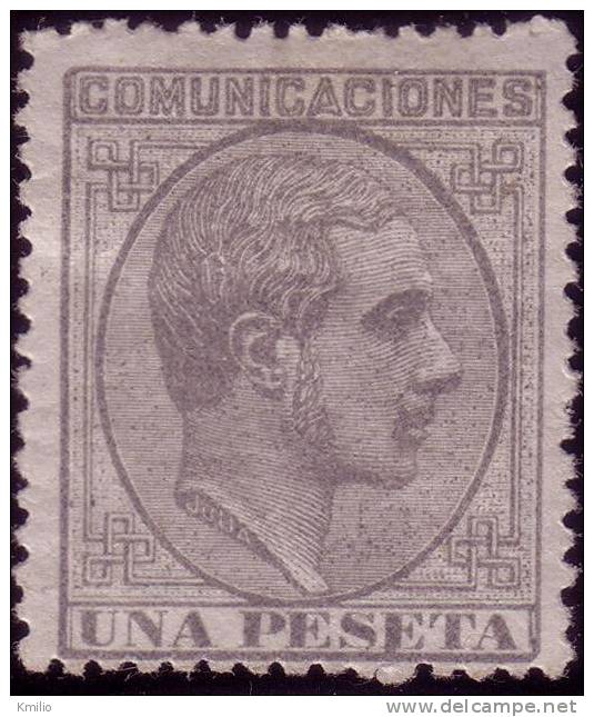 Edifil 197* Alfonso XII 1 Pts Gris 1878 En Nuevo, Catálogo 95 Euros - Nuevos