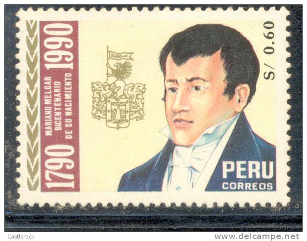 N)1992, PERU, SCN 1022, ART, 60 C, MARIANO MRLGAR (1790-1815) POET, MNH, STAMP - Peru