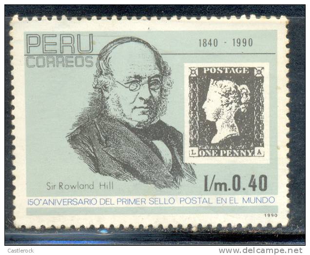 N)1992, PERU, SCN 1015, HISTORY, 0.40 Im, SIR. ROWLAND HILL AND PENNY BLACK, MNH, STAMP - Peru