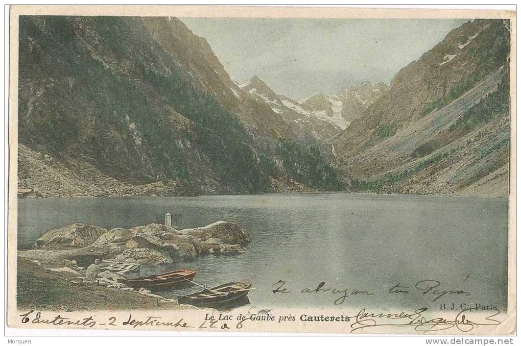 Postal CAUTERETS 1906. AMBULANT. Lac De Gaube - 1903-60 Semeuse Lignée