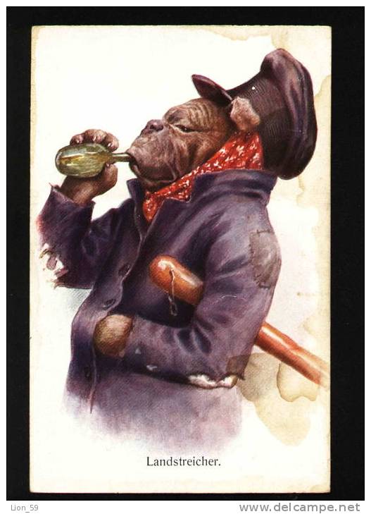 Illustrator - LANDSTREICH - VAGRANT Dress MONKEY  WINE HAT Animals Series - #  313-6 K&R L , ERKAL Pc 19311 - Apen