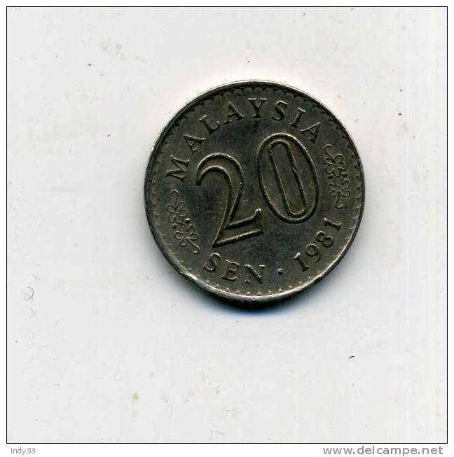 - MONNAIE MALAYSIE . 20 S. 1981 - Malesia