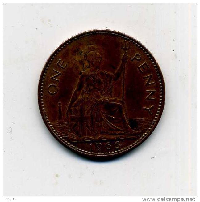 - MONNAIE GRANDE-BRETAGNE 1902/71 . 1 P. 1966 - D. 1 Penny