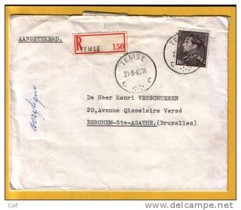 848A Op Aangetekende Brief Met Stempel TEMSE - 1936-51 Poortman