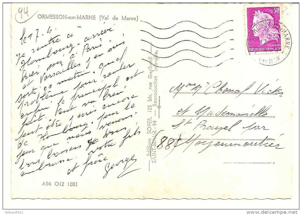 ORMESSON SUR MARNE   -   ** 4 VUES  SOUVENIR **   -   Editeur : SOFER De ST Maur   N° A94.O12.1001 - Ormesson Sur Marne