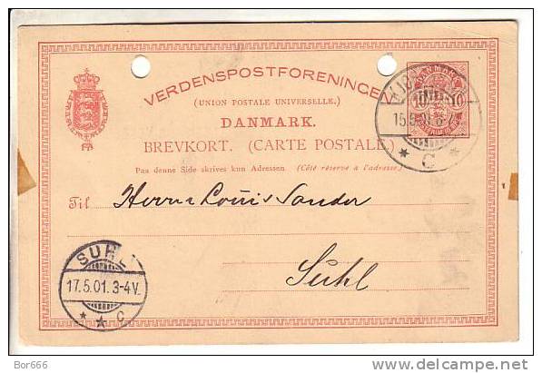 GOOD OLD DENMARK POSTCARD / CHECK - Danske Landmandsbank 1901 - Entiers Postaux
