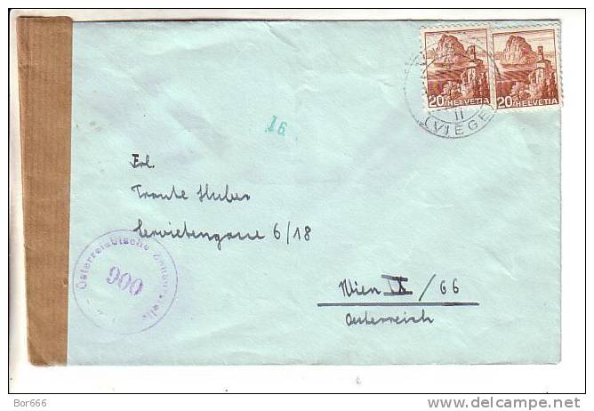 GOOD OLD SWITZERLAND Postal Cover To AUSTRIA 1951 With Censor Cancel #900 - Lettres & Documents