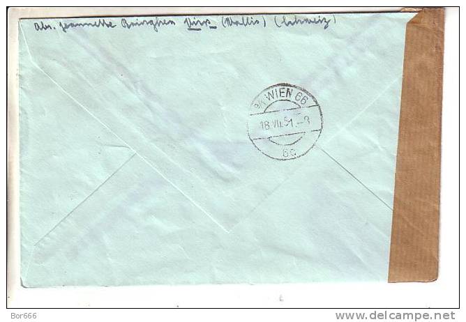 GOOD OLD SWITZERLAND Postal Cover To AUSTRIA 1951 With Censor Cancel #900 - Covers & Documents