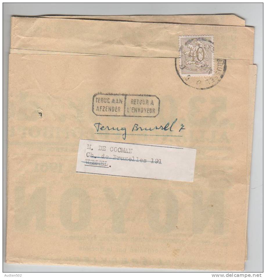 TP 853 S/imprimé Colombophile Obl.Bruxelles 1961 Gff Bilingue Retour..Terug V.Wemmel+étiq.n'habite..1.6.61 3555 - Cartas & Documentos