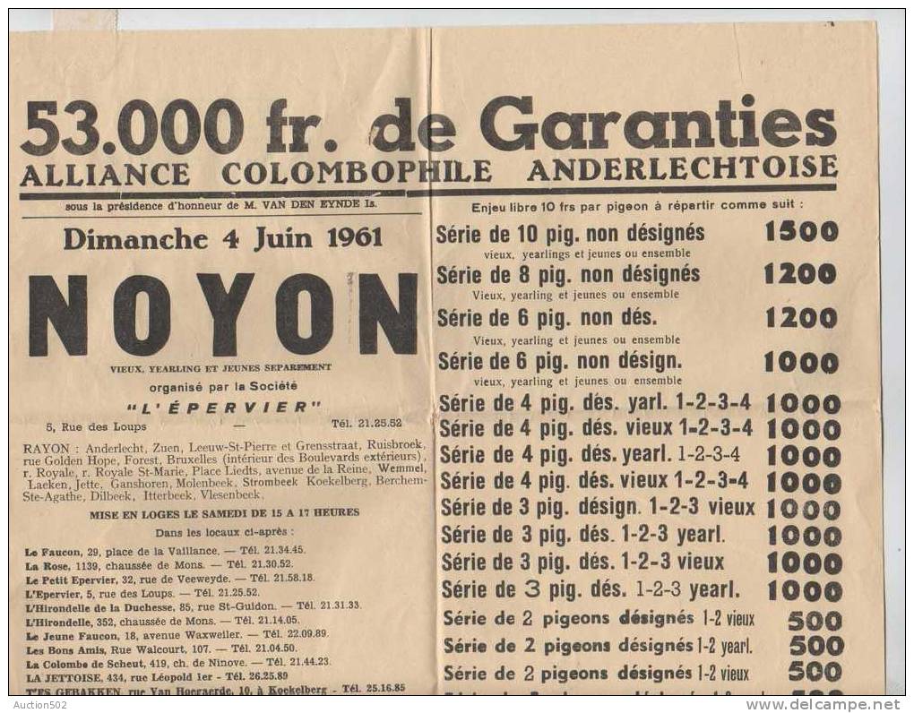 TP 853 S/imprimé Colombophile Obl.Bruxelles 1961 Gff Bilingue Retour..Terug V.Wemmel+étiq.n'habite..1.6.61 3555 - Storia Postale