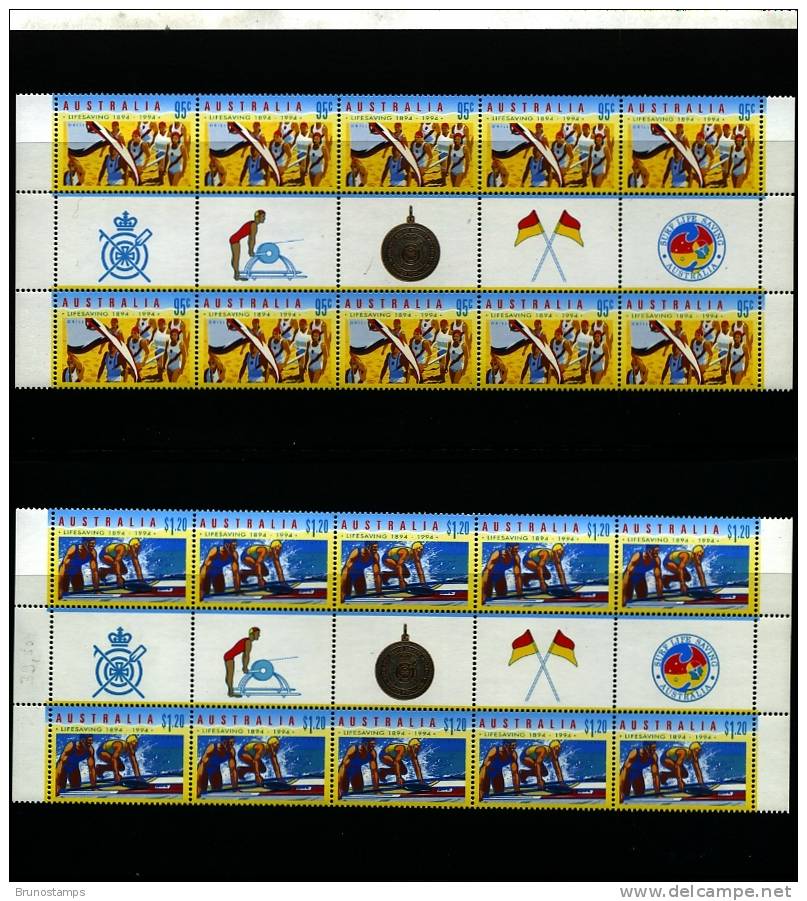 AUSTRALIA - 1994  LIFE SAVING  GUTTER  STRIPS  (4)   MINT NH - Blocks & Sheetlets