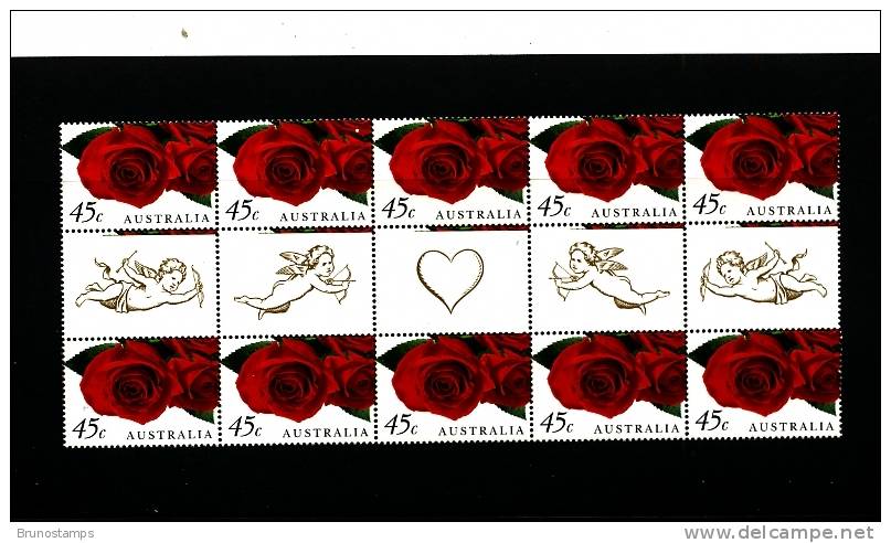 AUSTRALIA - 1999   GREETINGS ROMANCE  GUTTER  STRIP   MINT NH - Blocks & Sheetlets