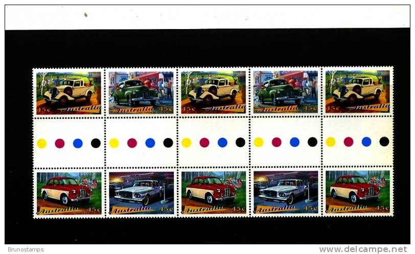 AUSTRALIA - 1997  CLASSIC CARS  GUTTER  STRIP   MINT NH - Blocks & Sheetlets