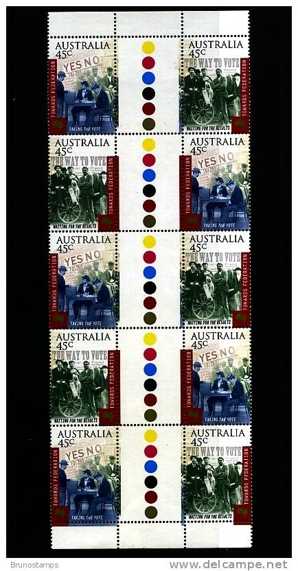 AUSTRALIA - 2000  TOWARDS  FEDERATION   GUTTER  STRIP   MINT NH - Blocchi & Foglietti