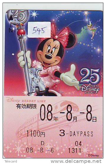 Carte Prépayée Japon * DISNEY (545)  Japan Prepaid Card * TINKER BELL * JAPAN PHONECARD * TELEFONKARTE - Disney