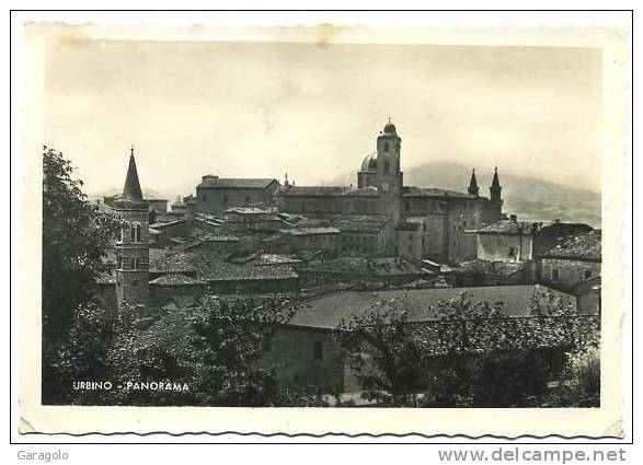 Urbino, Panorama, Viaggiata 1948, Francobollo Posta Aerea Con Soprastampa - Urbino