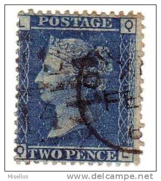 1858-59 Nº 27 Azul 2p Plancha 12 Obl.London LQQL   . - Usati