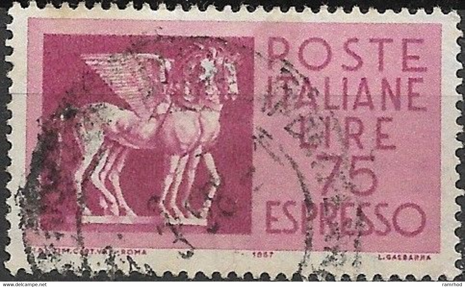 ITALY 1958 Express - 75l Etruscan Horses FU - Poste Exprèsse/pneumatique