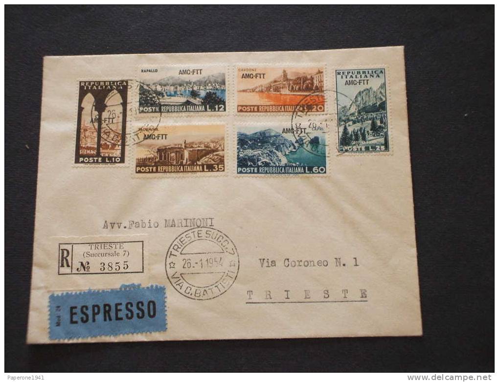 TRIESTE A - BUSTA RACC.TA VIAGGIATA - 1954 TURISTICA SERIE - Storia Postale