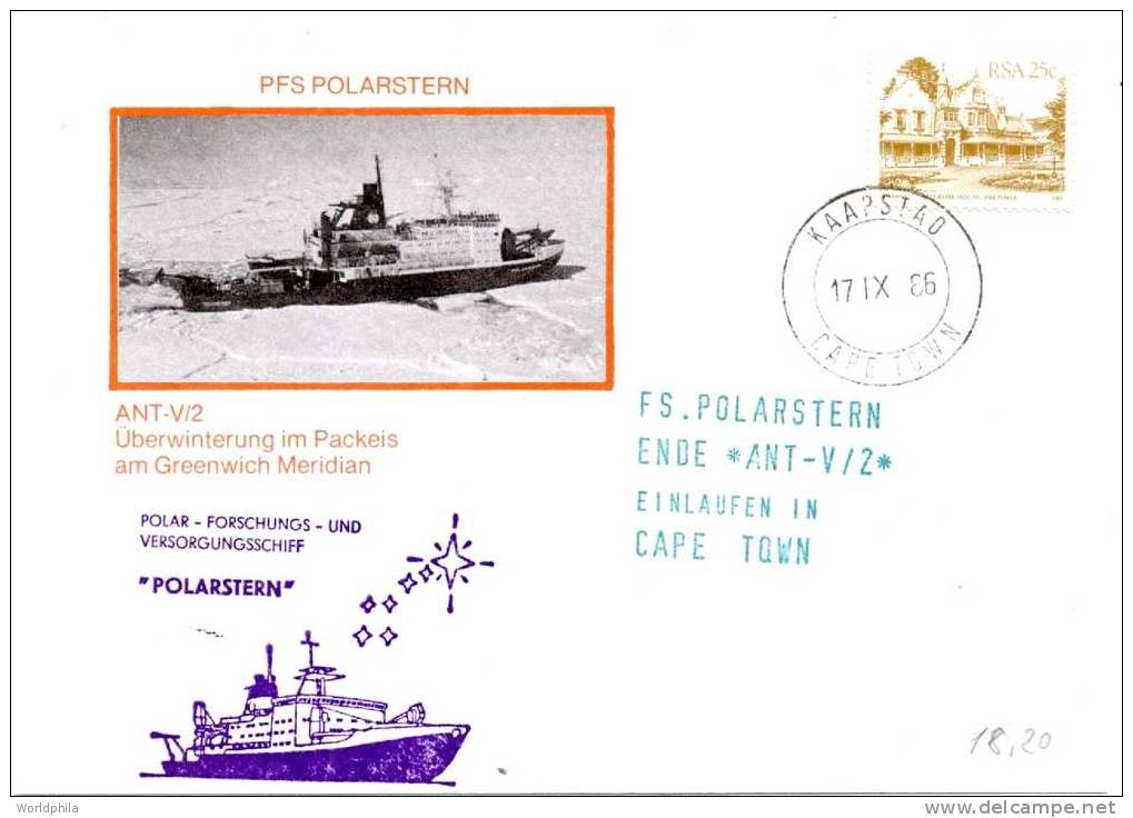 RSA, Capetown- Antarctic *PFS Polarstern Expedition Greenwich Meridian * Cacheted Cover 1986 - Climate & Meteorology
