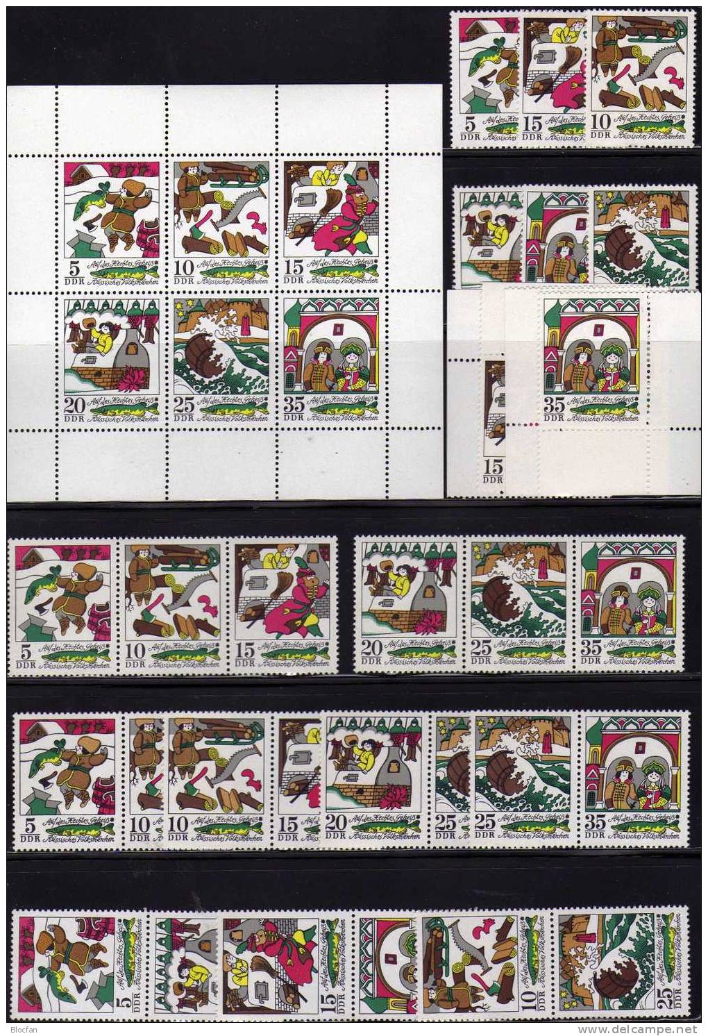 Winter-Märchen 1973 DDR 1901/6,9x ZD,4x ER+KB ** 21&euro; Auf Des Hechtes Geheiß Von Tolstoi Bloc Ms Se-tenant Bf GDR Ge - Se-Tenant