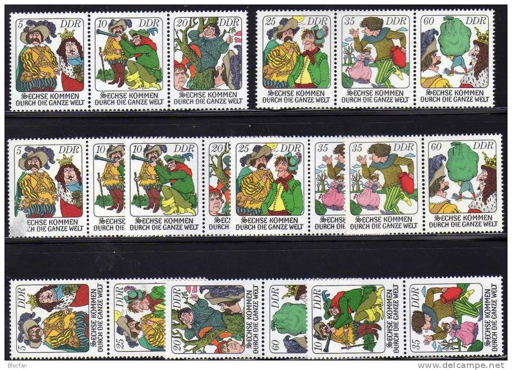 Grimms Märchen 1977 DDR 2281/6,9x ZD,4x ER+KB ** 24&euro; Sechse Kommen Durch Die Welt Hb Bloc M/s Se-tenant Bf GDR Germ - Se-Tenant