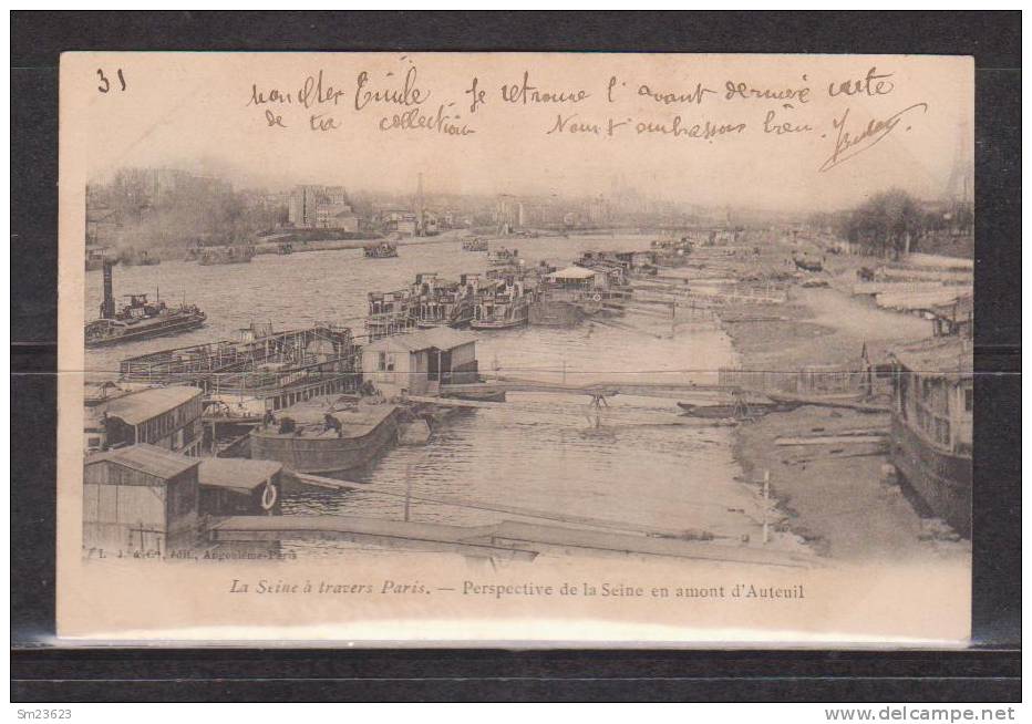 (G276) Paris - La Seine á Travers Aris - Perspective De La Seine En Amont D´Auteuil - 1905 - - Hausboote