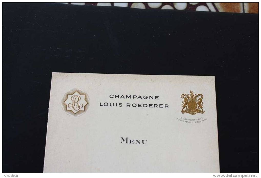 MENU VIERGE PUBLICITE DU CHAMPAGNE LOUIS ROEDERER  REIMS  51 MARNE  BLASON ET INITIALES INCRUSTEES VOIR LE VERSO - Menükarten