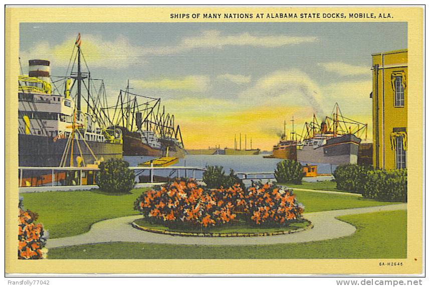 MOBILE -  ALABAMA - USA - Alabama State Docks - SHIPS OF MANY NATIONS - 1936 - Mobile