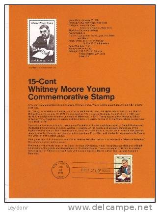 Whitney Moore Young - First Day Souvenier Page - 1981-1990
