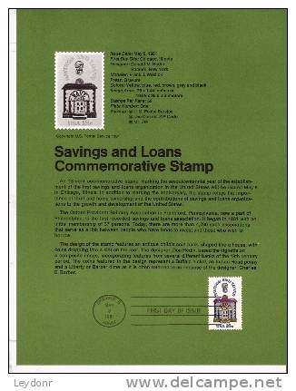 Savings And Loans  - First Day Souvenier Page - 1981-1990