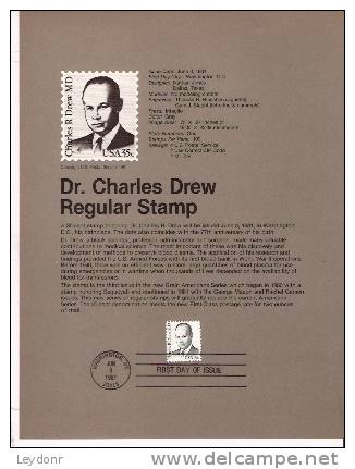 Dr. Charles Drew - First Day Souvenier Page - 1981-1990