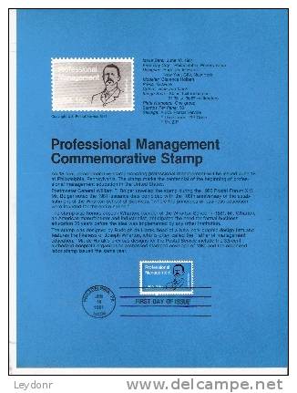 Professional Management - First Day Souvenier Page - 1981-1990