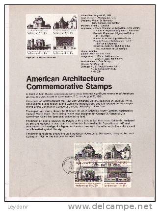American Architecture - First Day Souvenier Page - 1981-1990