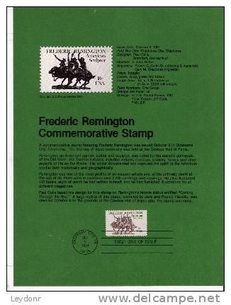 Frederic Remington - First Day Souvenier Page - 1981-1990