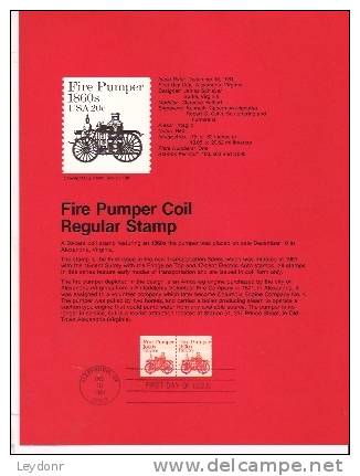 Fire Pumper  - First Day Souvenier Page - 1981-1990