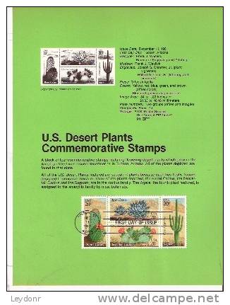 U.S. Desert Plants - Cactus  - First Day Souvenier Page - 1981-1990