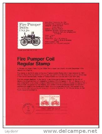 Fire Pumper - First Day Souvenier Page - 1981-1990