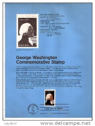 George Washington - First Day Souvenier Page - 1981-1990