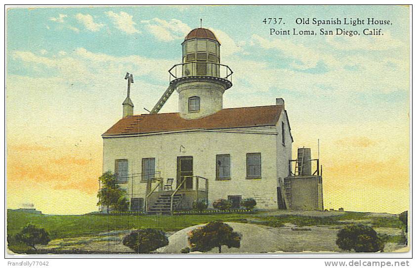 SAN DIEGO - CALIFORNIA - USA - POINT LOMA - OLD SPANISH LIGHT HOUSE - CIRCA -1915 - San Diego