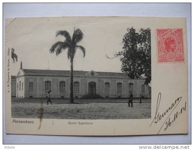 Pernambuco Escola Engenharia 4 M. Nogueira De Souza 1904 Defaut Pli En Haut A Gauche - Autres & Non Classés