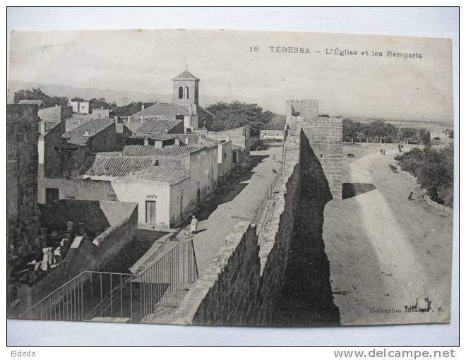 Tebessa 18 L Eglise Et Les Remparts Cachet Bleu - Tebessa